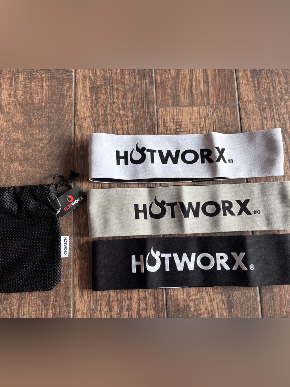 HOTWORX Fabric Resistance Bands - White, Gray, Black